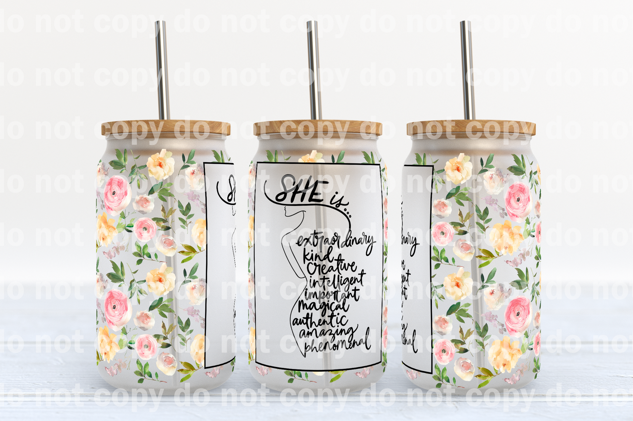 She Is Extraordinary Floral 16oz Cup Wrap – Puttin on the Printz