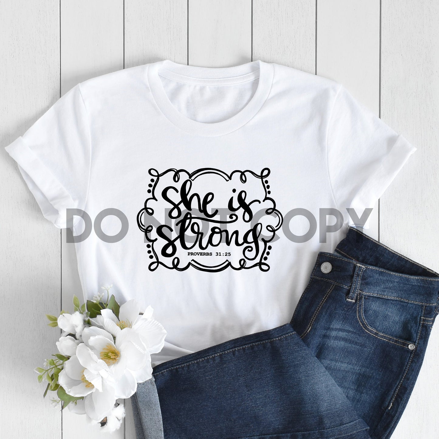 She Is Strong Proverbs 31.25 Black One Color Sublimation Print