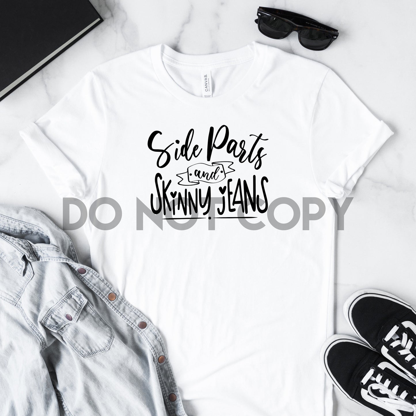 Side Parts And Skinny Jeans Sublimation Print