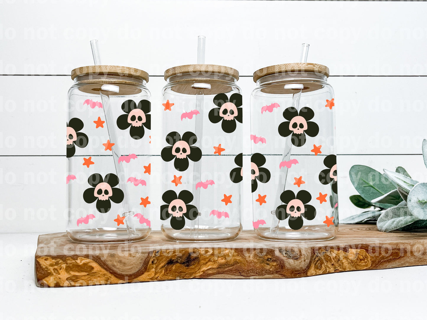 Skull Flower Bats And Star 16oz Cup Wrap