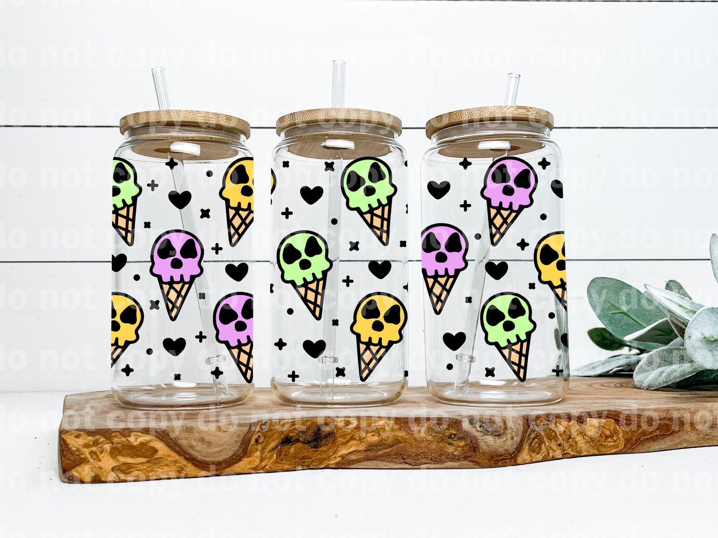 Skull Ice Cream 16oz Cup Wrap