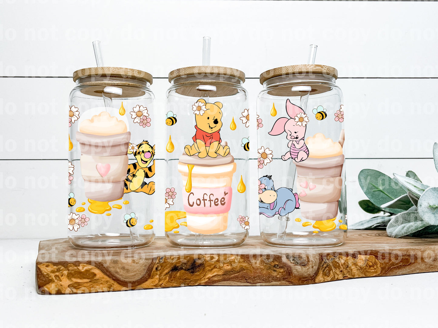 Spring Drinks Bear Tiger Piglet 16oz Cup Wrap