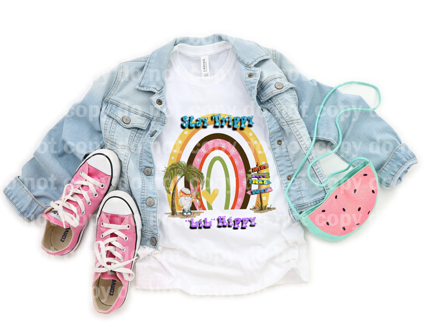 Stay Trippy Lil Hippy Rainbow Gnome Sublimation print