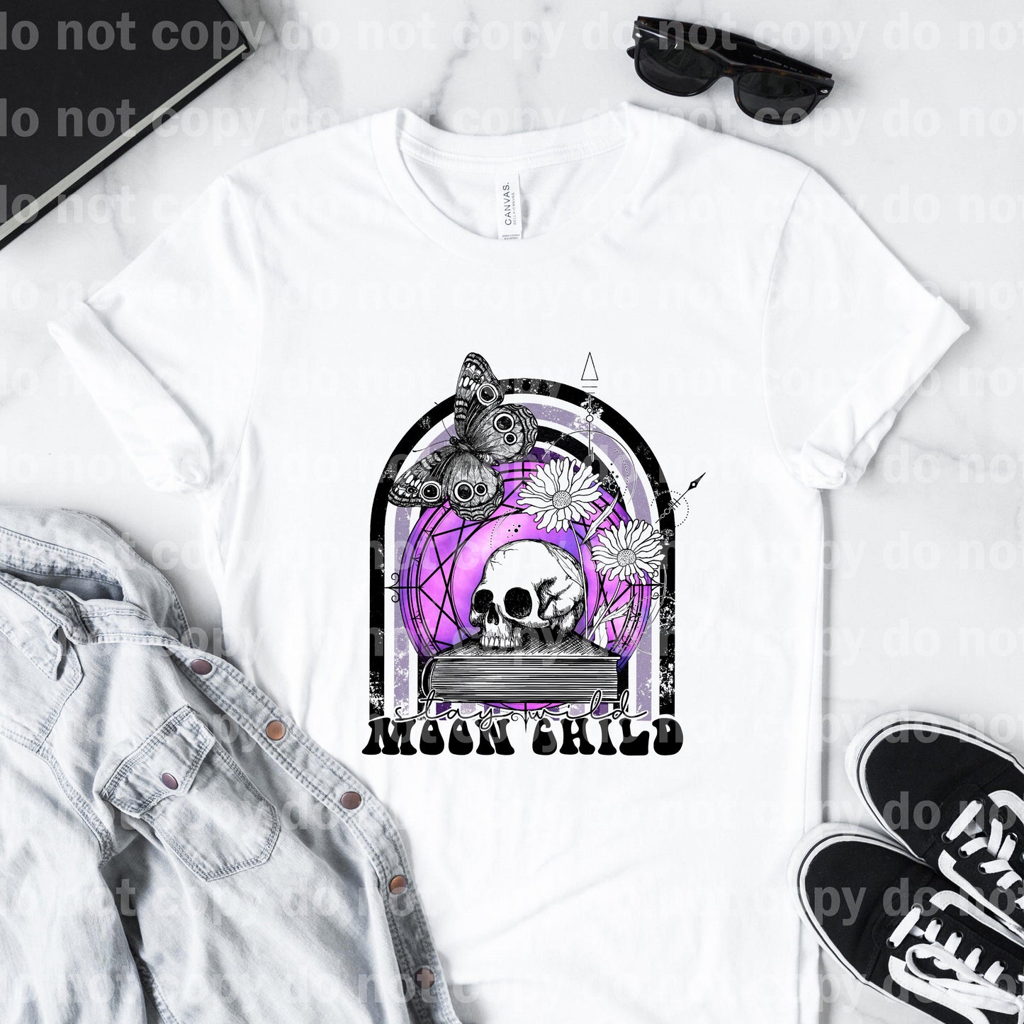 Stay Wild Moon Child Skull Rainbow Sublimation print