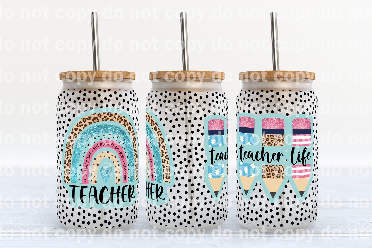 Teacher Life Rainbow 16oz Cup Wrap