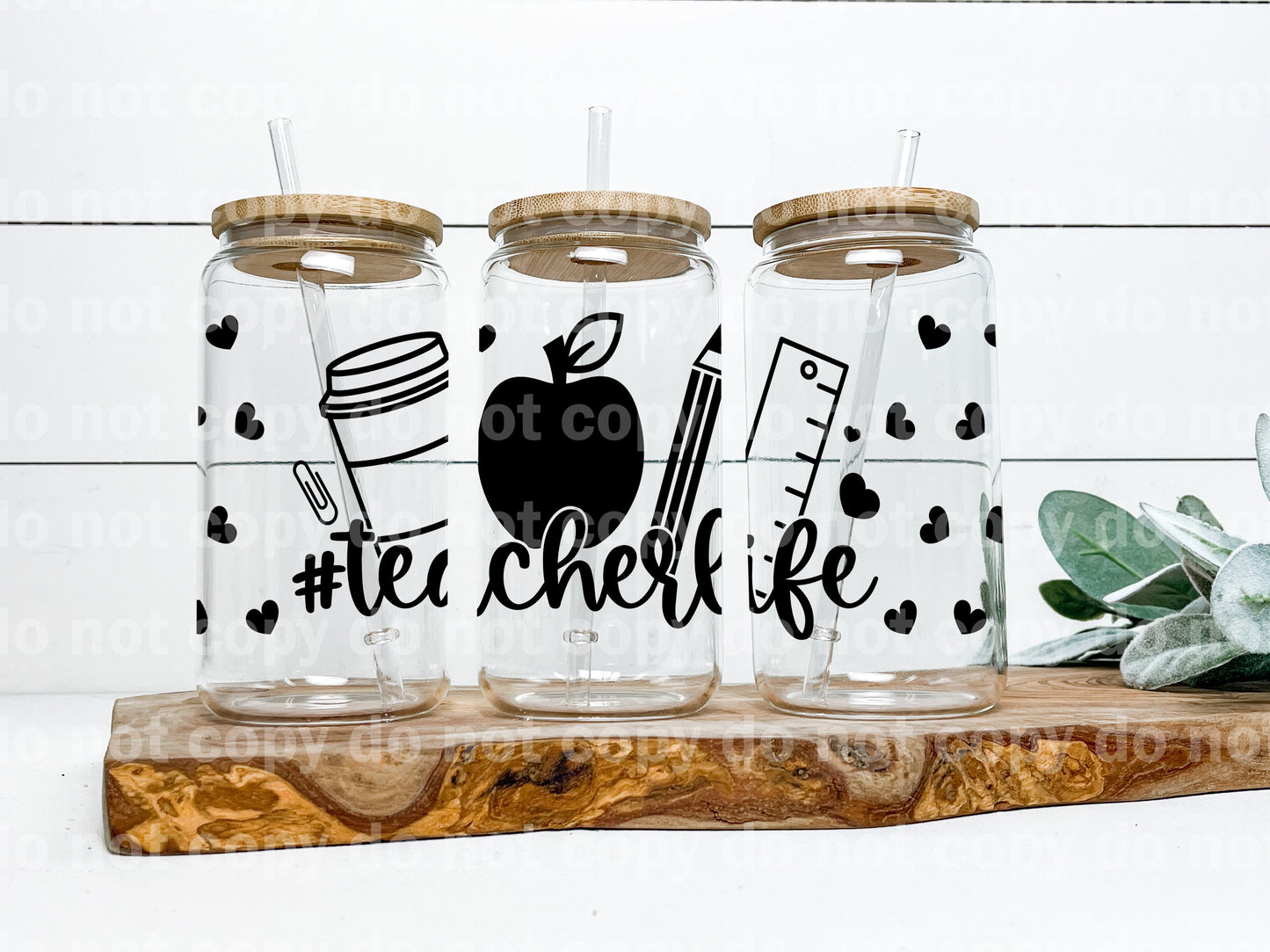 Teacher Life Hearts 16oz Cup Wrap