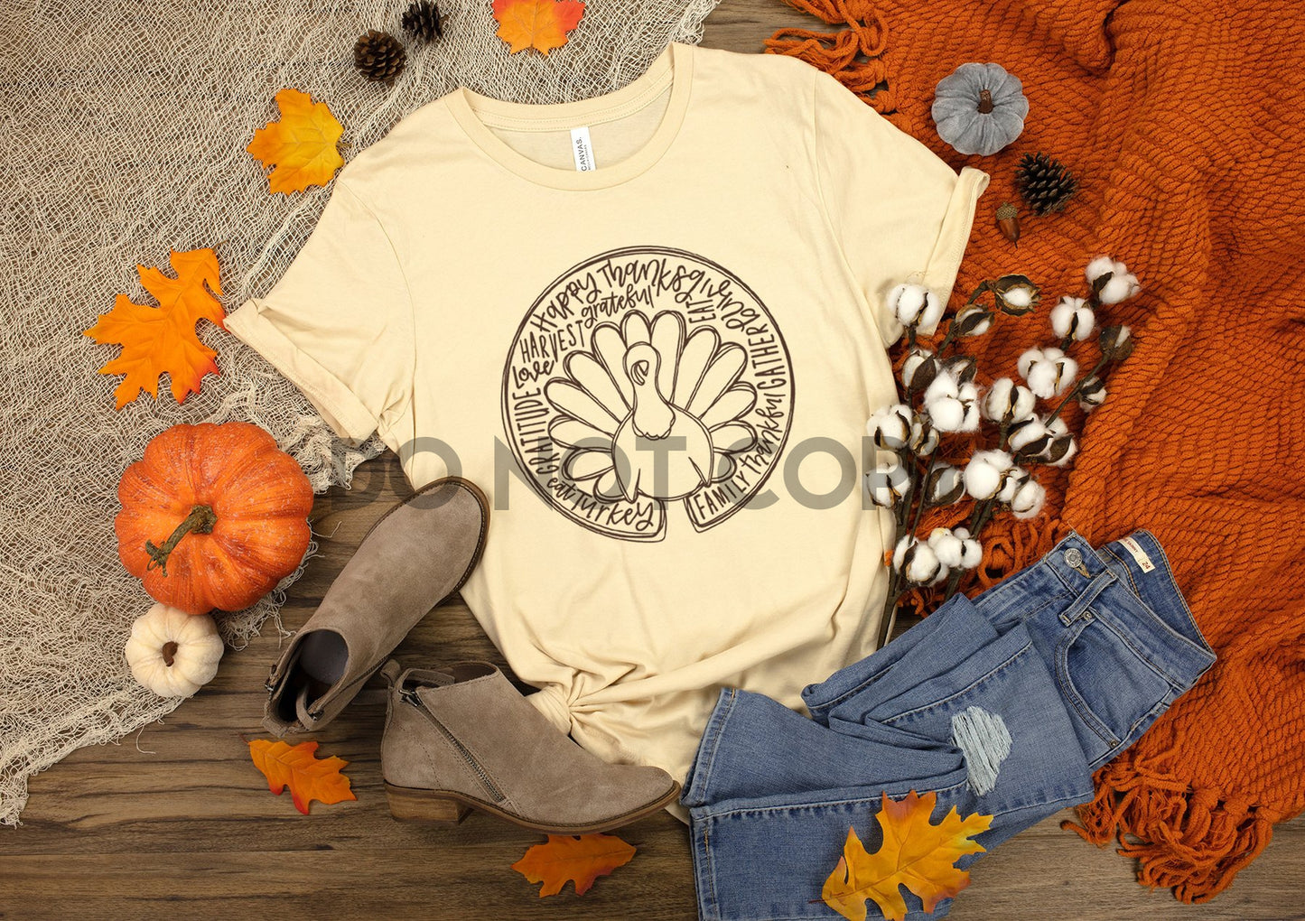 Turkey Typography Circle BROWN INK one color Screen print transfer