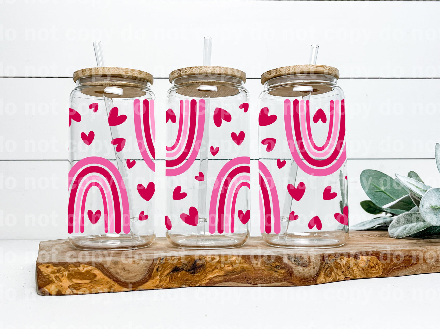 Valentine Rainbow Hearts 16oz Cup Wrap