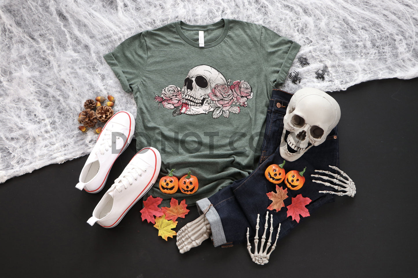 Watercolor Skull Floral Dream print transfer