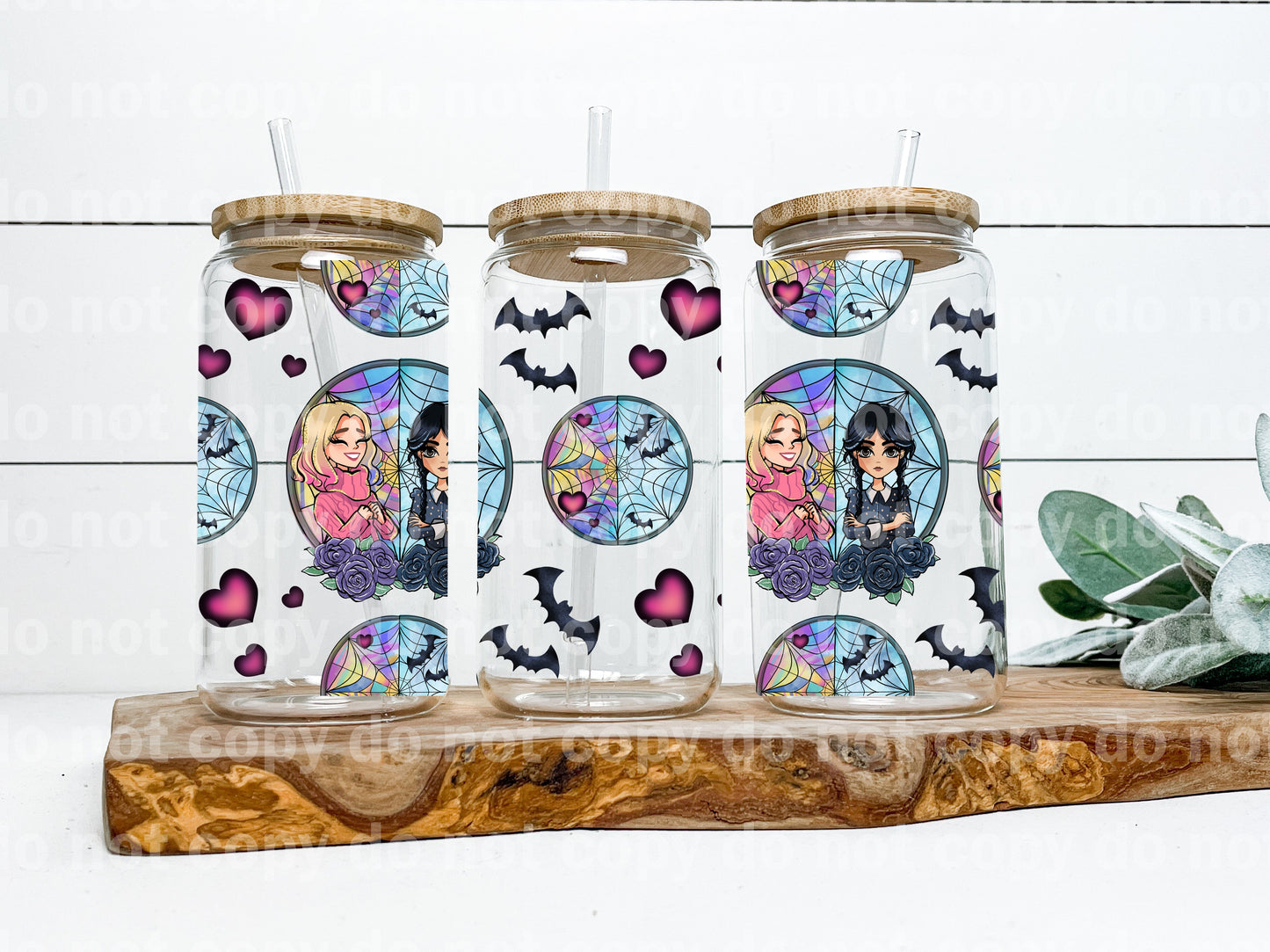 Envoltura de taza de 16 oz de Wednesday And Werewolf Girl