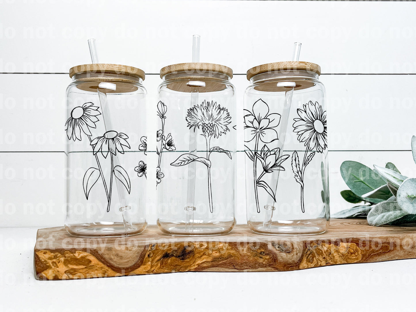 Wildflowers Outline 16oz Cup Wrap