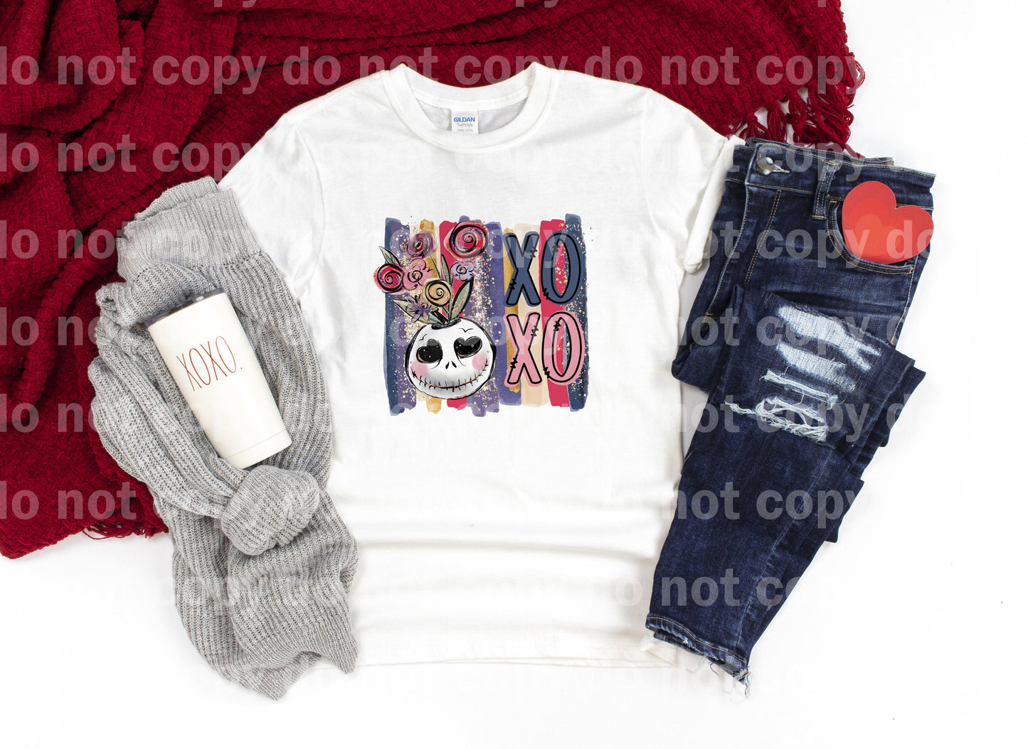 Xoxo Skull Flower Brush Stroke Sublimation print