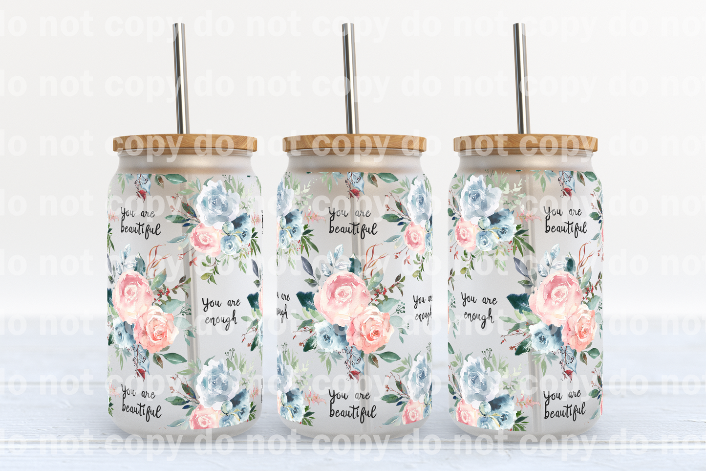 You Are Beautiful You Are Enough Positive Affirmations 16oz Cup Wrap