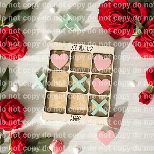 Personalized wood and acrylic laser engraved tic tac toe valentines game