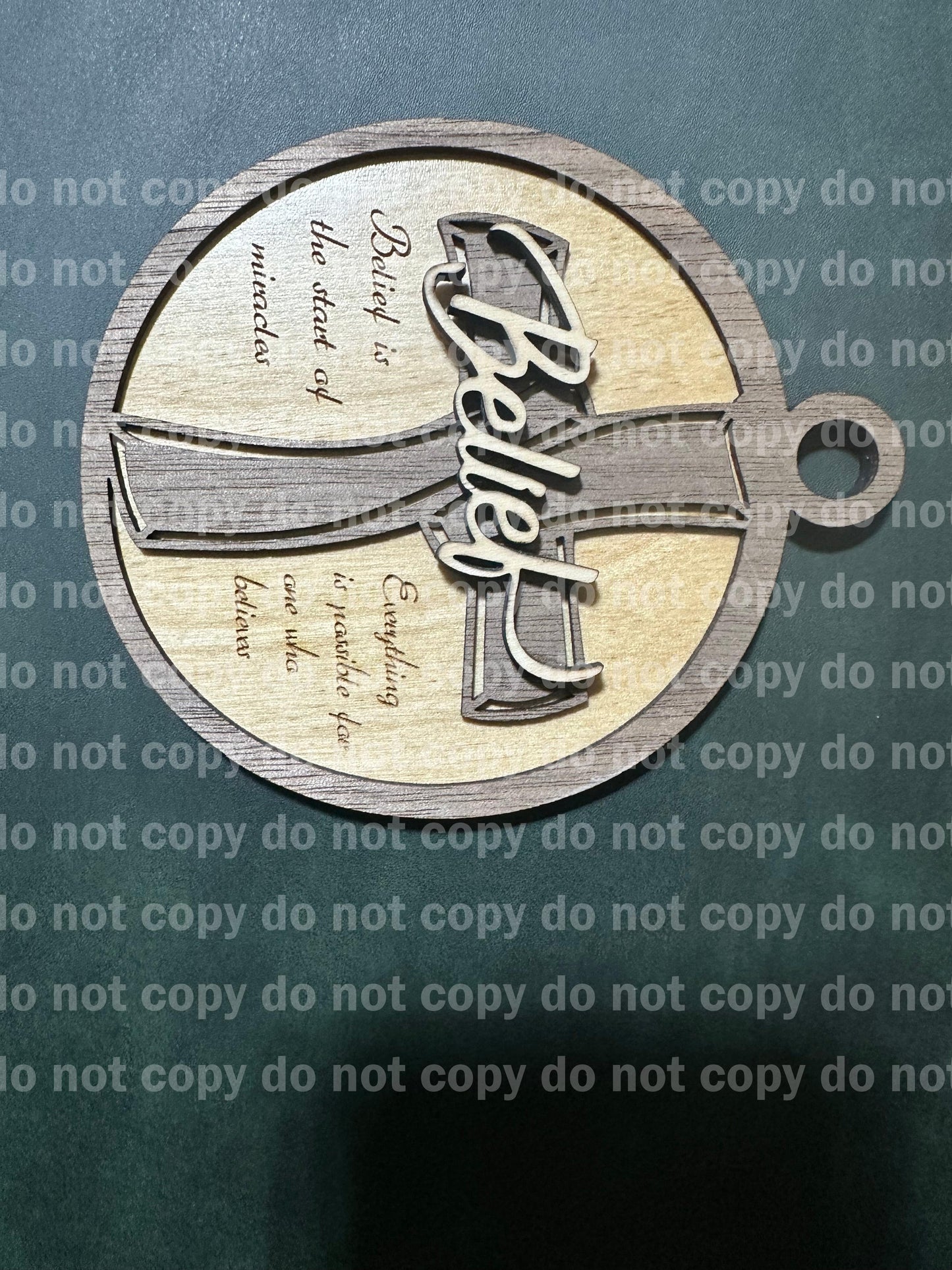 Layered Walnut & Birch Faith Ornament Set – Laser Engraved Christian Christmas Decor