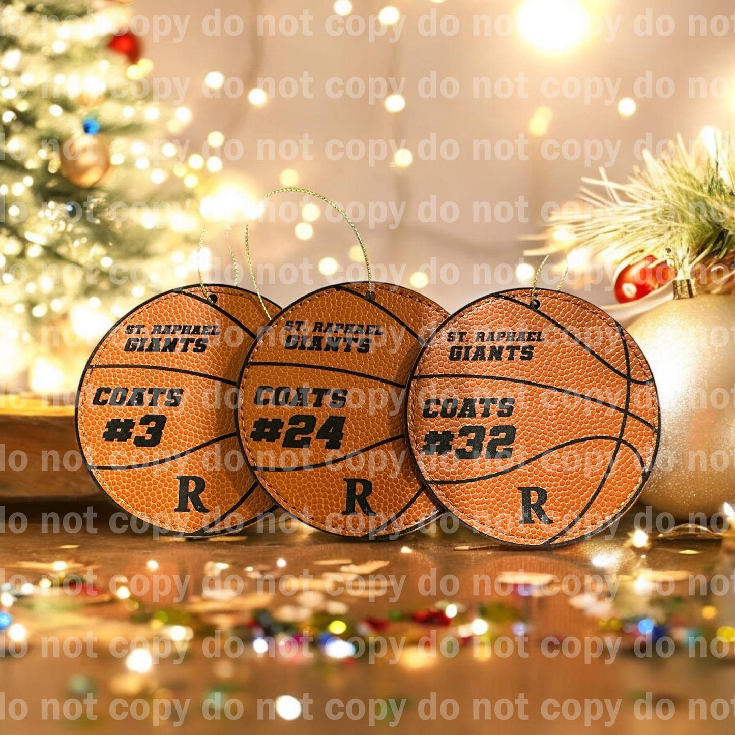 Personalized leather basketball ornament laser cut and engraved