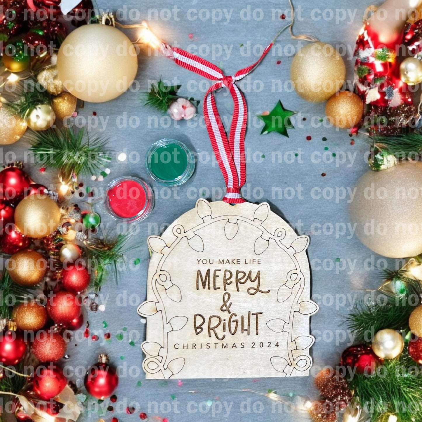 personalized wood finger painting ornament kit ornament laser cut and engraved