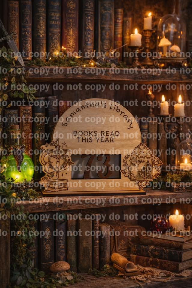 Customizable Book Counter Display – Personalized Books Read Tracker for Shelves | Wholesale Laser Cut Bookish Decor