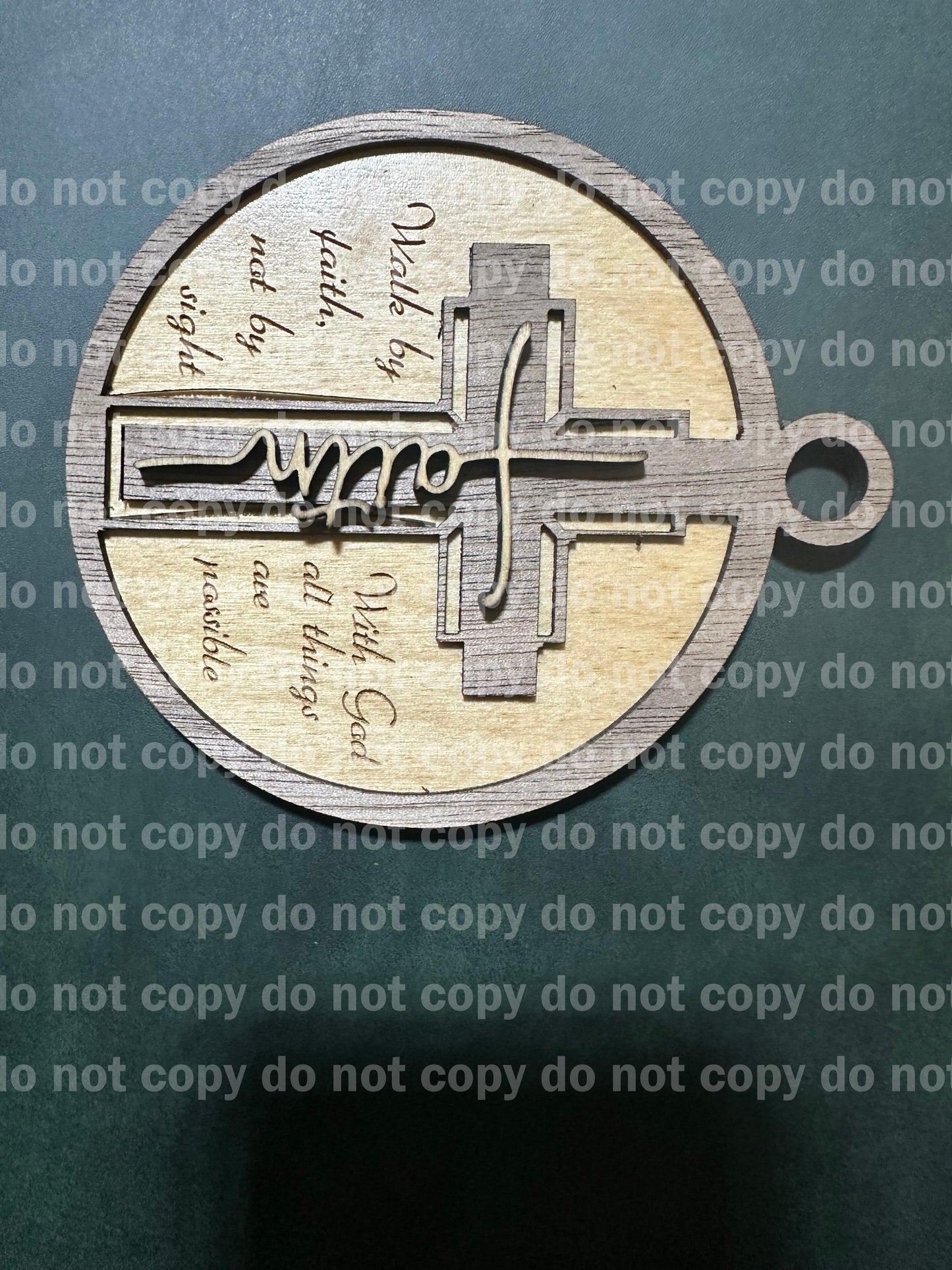 Layered Walnut & Birch Faith Ornament Set – Laser Engraved Christian Christmas Decor