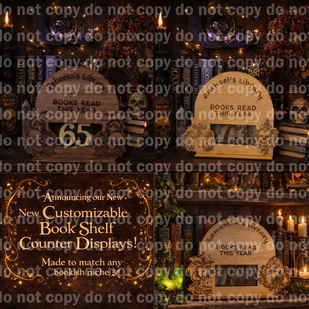 Customizable Book Counter Display – Personalized Books Read Tracker for Shelves | Wholesale Laser Cut Bookish Decor