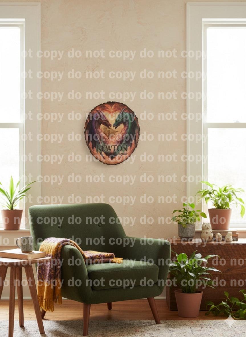 Custom UV Printed Real Wood Slab Wall Art – Personalized Photo or Artwork on Natural Bark Edge (Rectangular, Oval, or Round – Choose Your Display Style)