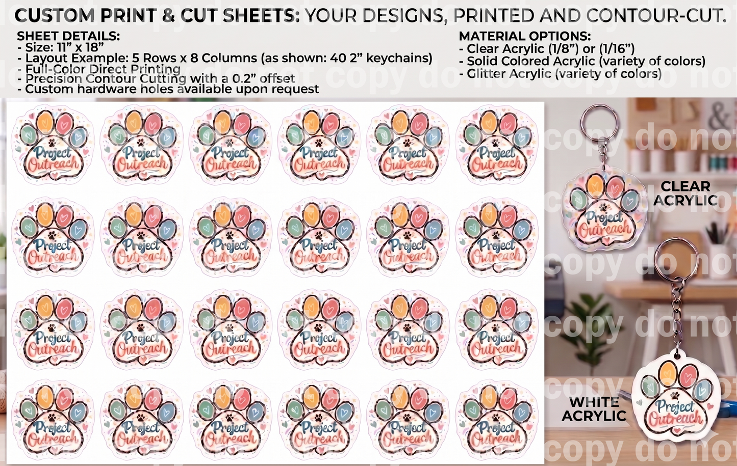 Print and cut material sheet gang setup - keychain badge reels magnets and more by the sheet