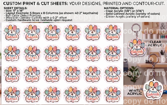 Print and cut material sheet gang setup - keychain badge reels magnets and more by the sheet