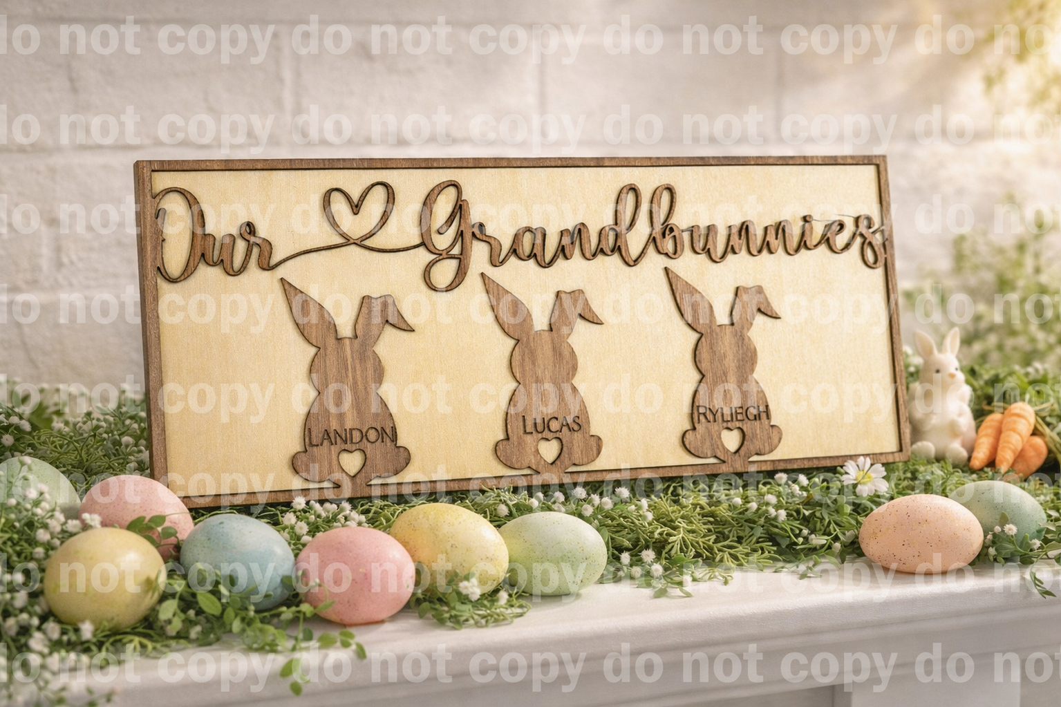 Personalized Easter decor family sign grandkids