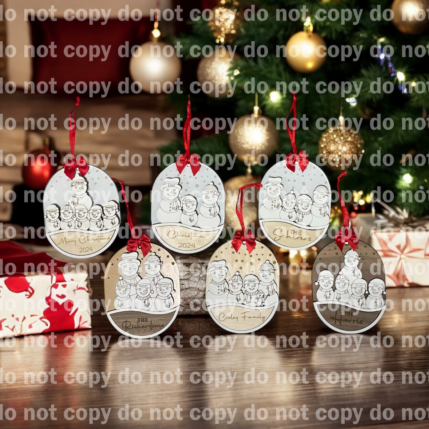 Personalized snowman family ornament laser cut and engraved