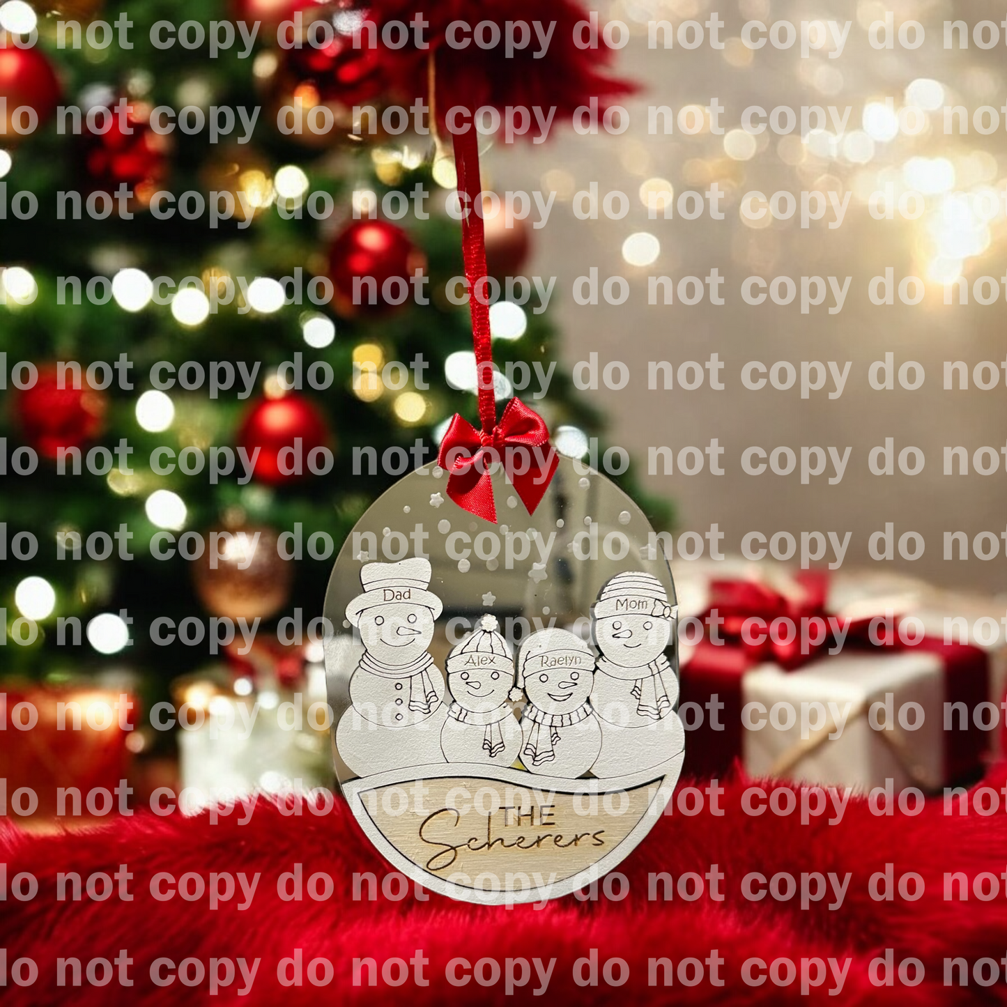 Personalized snowman family ornament laser cut and engraved