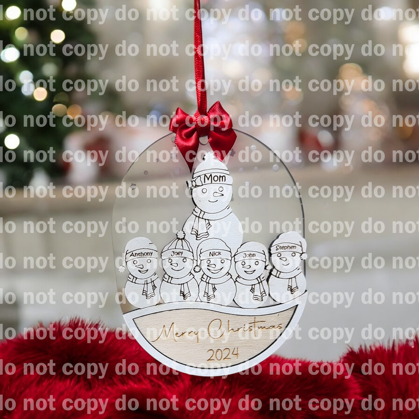 Personalized snowman family ornament laser cut and engraved