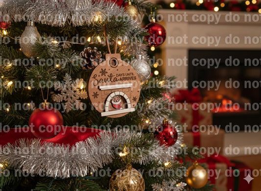 Days until Santa arrives countdown Christmas ornament laser cut and engraved