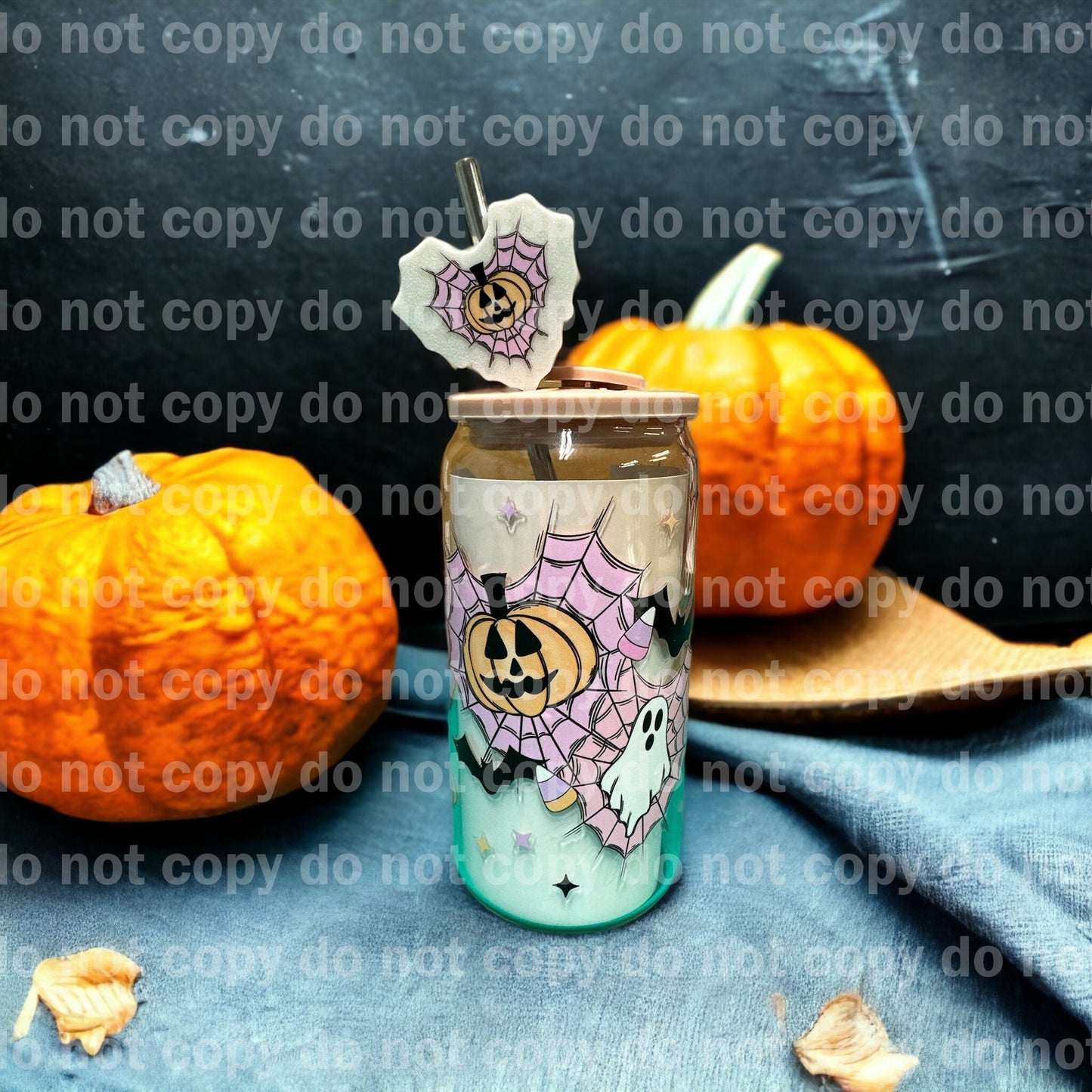 Ghost Pumpkin Web Heart 16oz Cup Wrap
