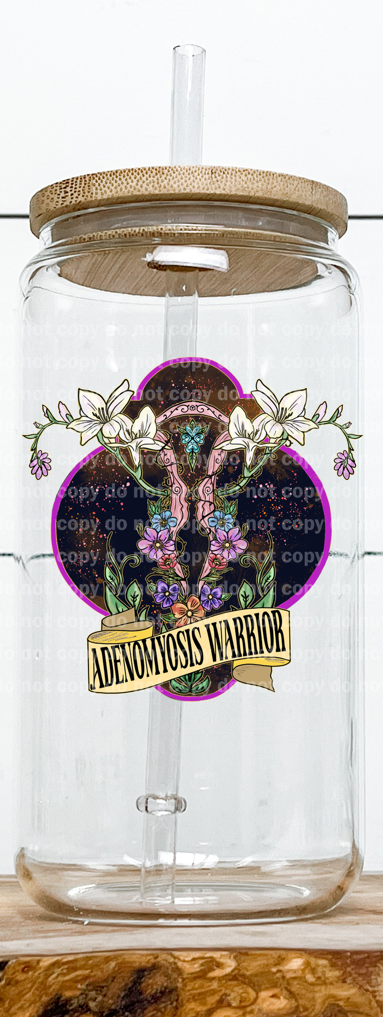 Adenomyosis Warrior Floral Emblem