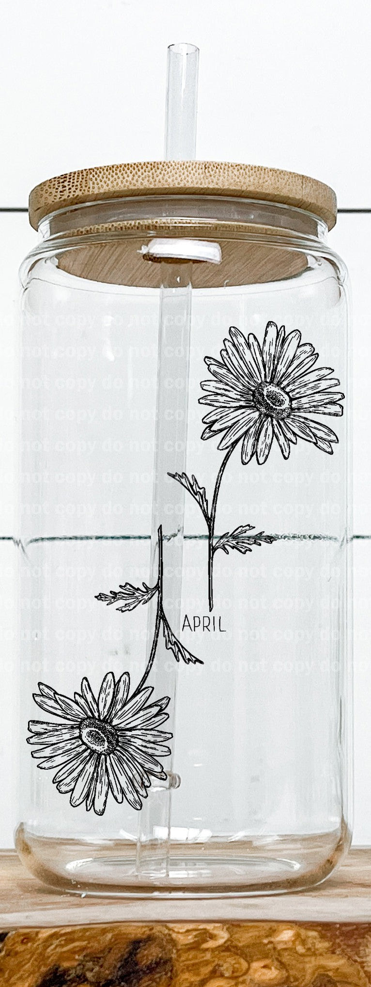 Flores de nacimiento de abril Impresión de sueños en blanco/negro o impresión de sublimación con opción de calcomanía