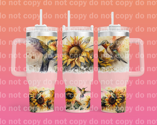 Birds And Sunflower with Bottom Option 40oz Cup Wrap