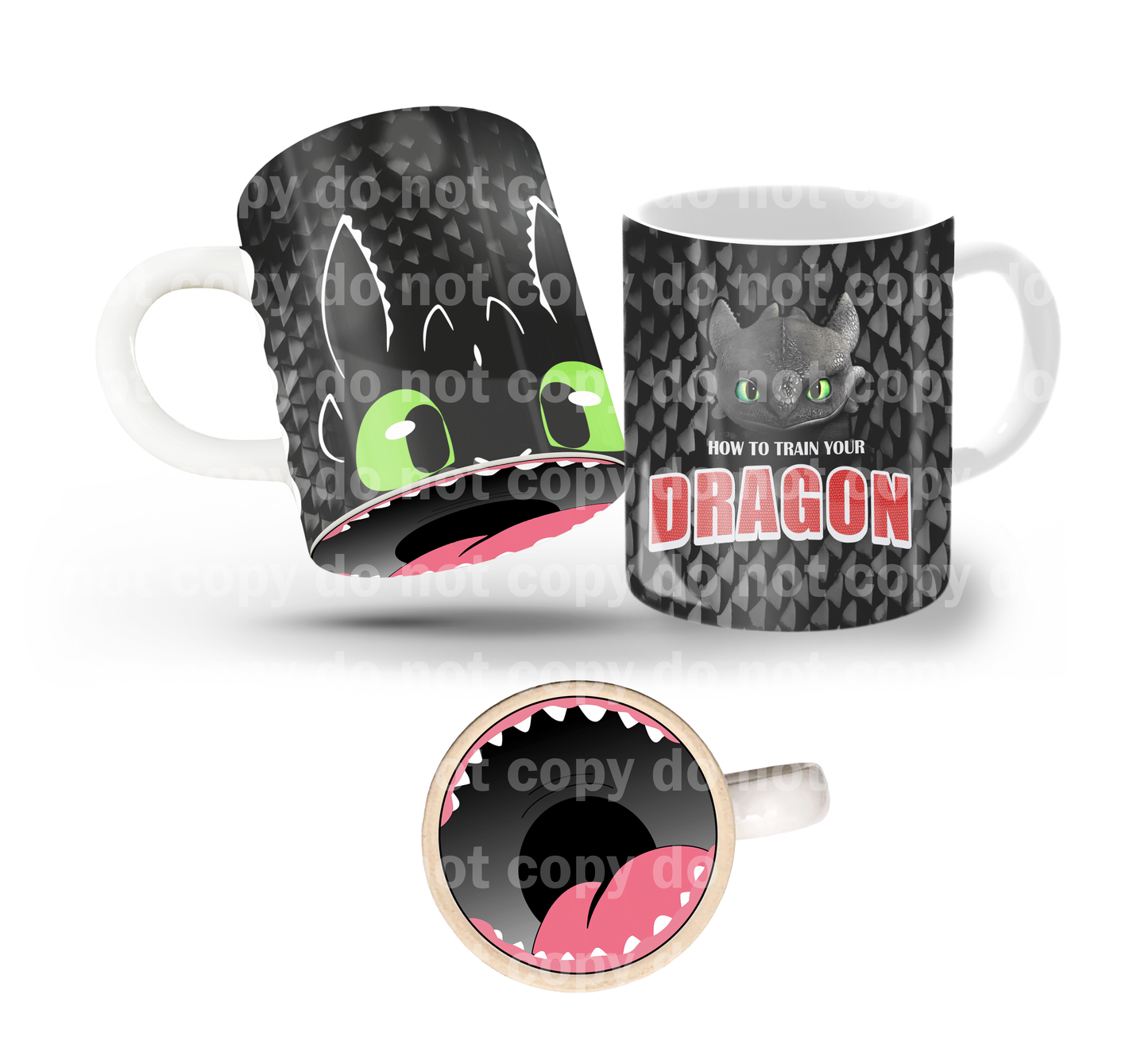 Black Dragon Tilt & Sip Mug Wrap + Bottom Design Set