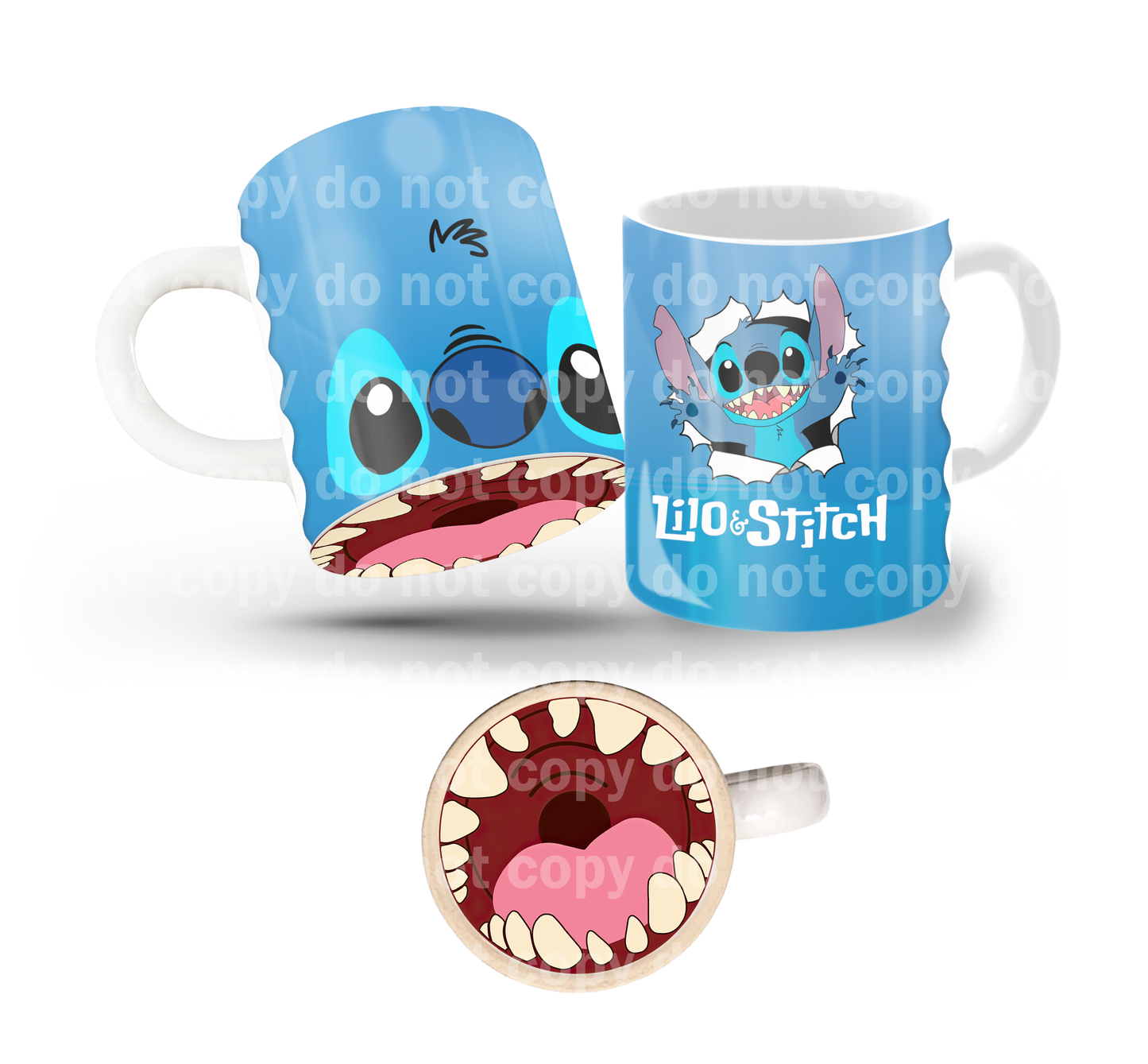 Blue Alien Tilt & Sip Mug Wrap + Bottom Design Set
