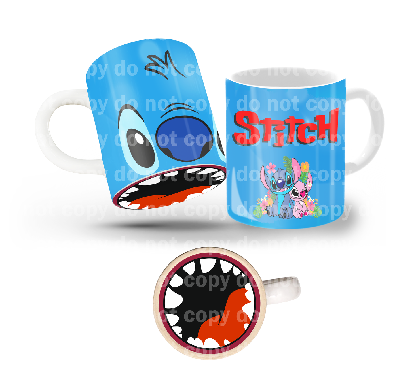 Blue and Pink Alien Tilt & Sip Mug Wrap + Bottom Design Set