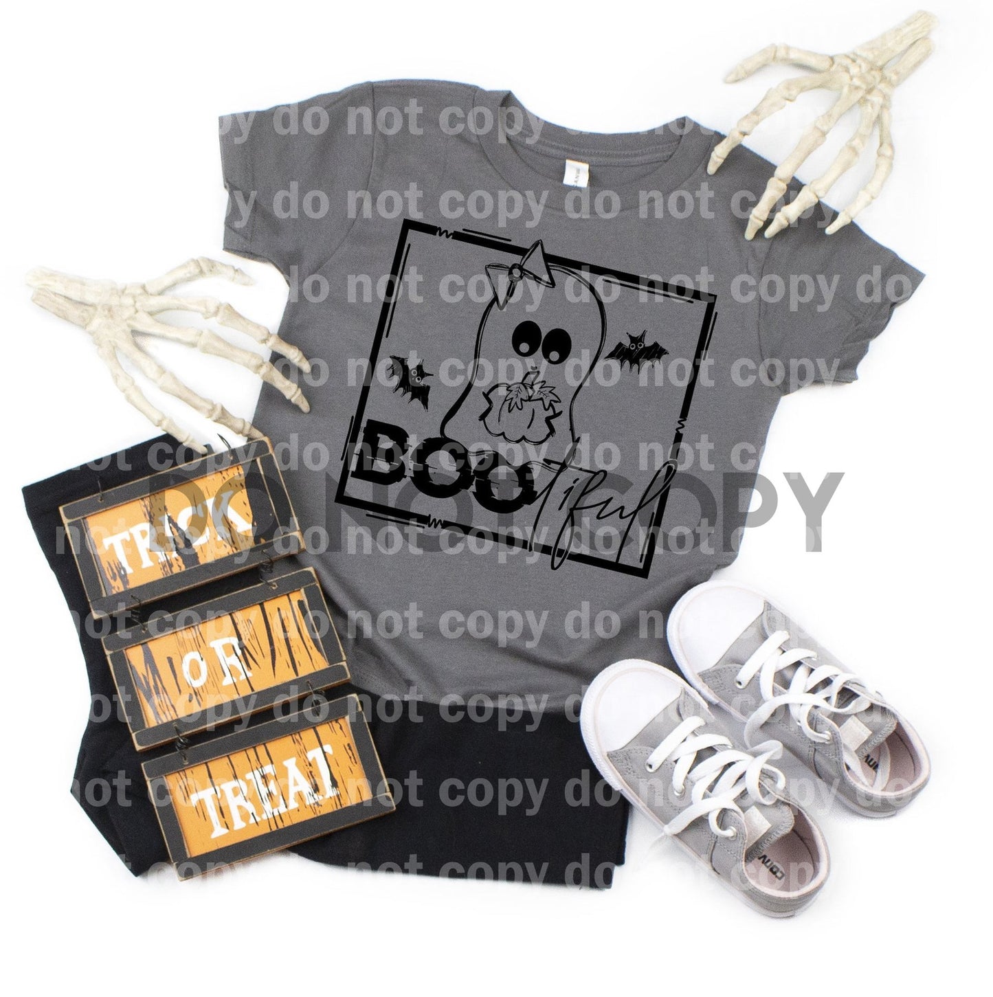 BOOtiful Ghost with pumpkin Screen print transfer Dream Print or Sublimation Print