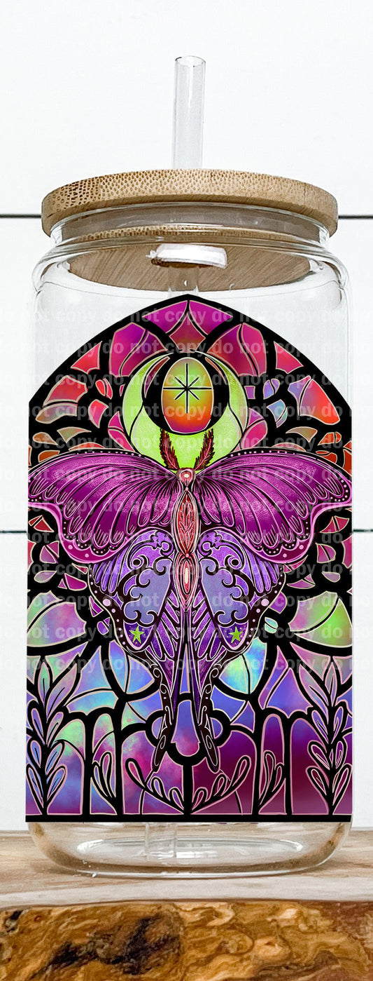 Butterfly Magenta Stained Glass Decal 3.3 x 4.5