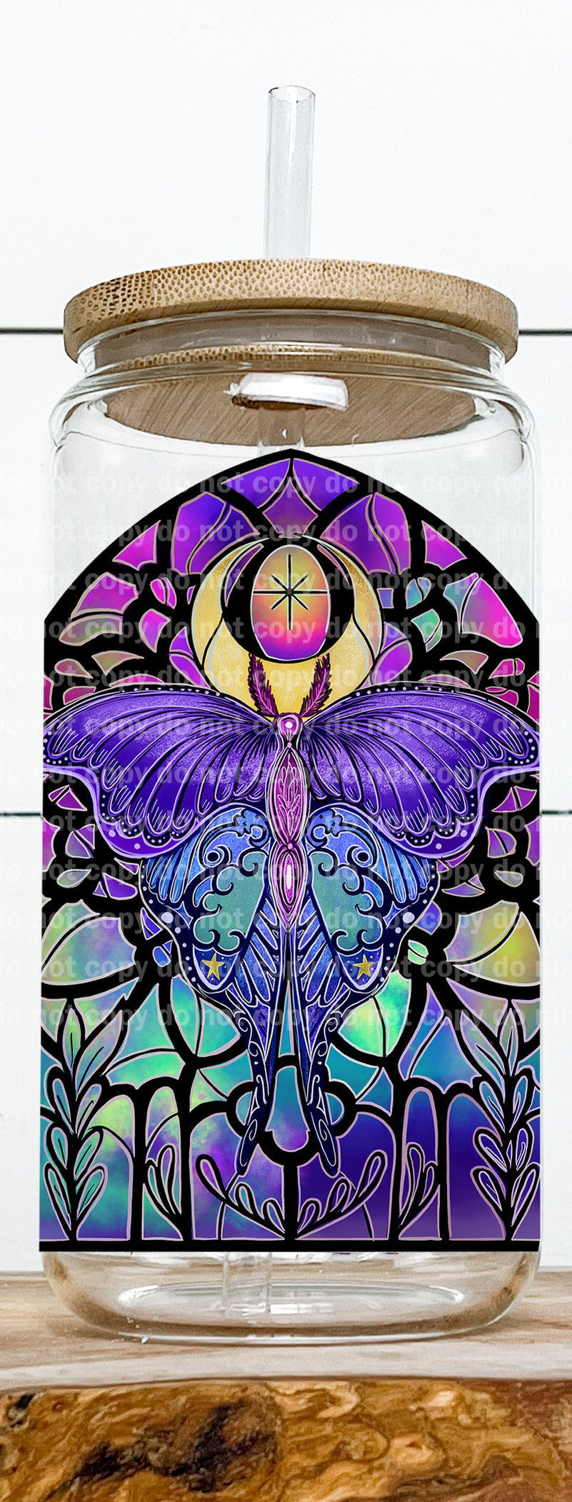 Calcomanía de vidriera morada de mariposa 3,3 x 4,5