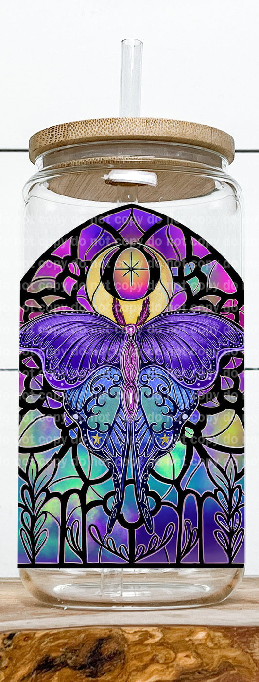 Butterfly Purple Stained Glass Decal 3.3 x 4.5