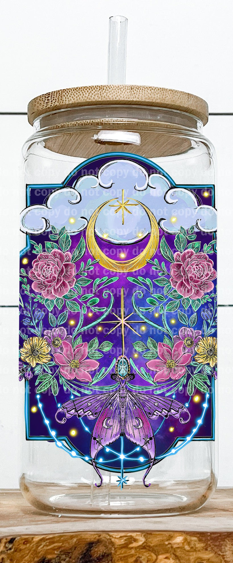 Calcomanía de polilla floral celestial