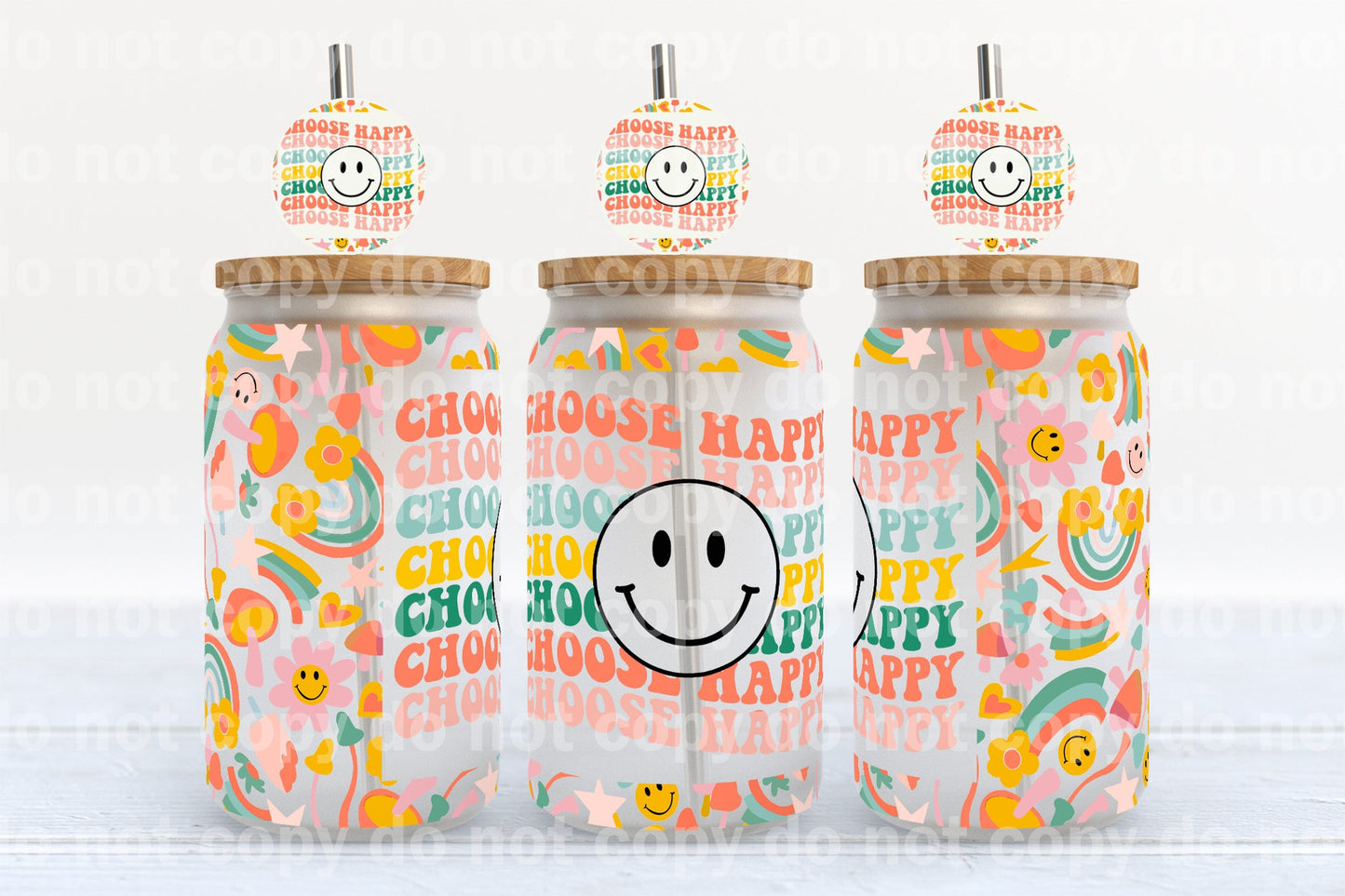 Choose Happy Smiley Face 16oz Cup Wrap and Pen Wrap