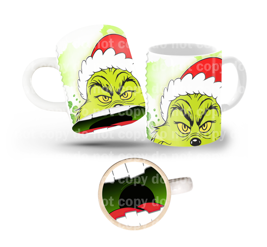 Christmas Green Guy Tilt & Sip Mug Wrap + Bottom Design Set