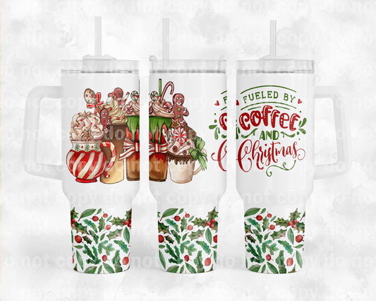 Fueled By Coffee And Christmas with Bottom Option 40oz Cup Wrap