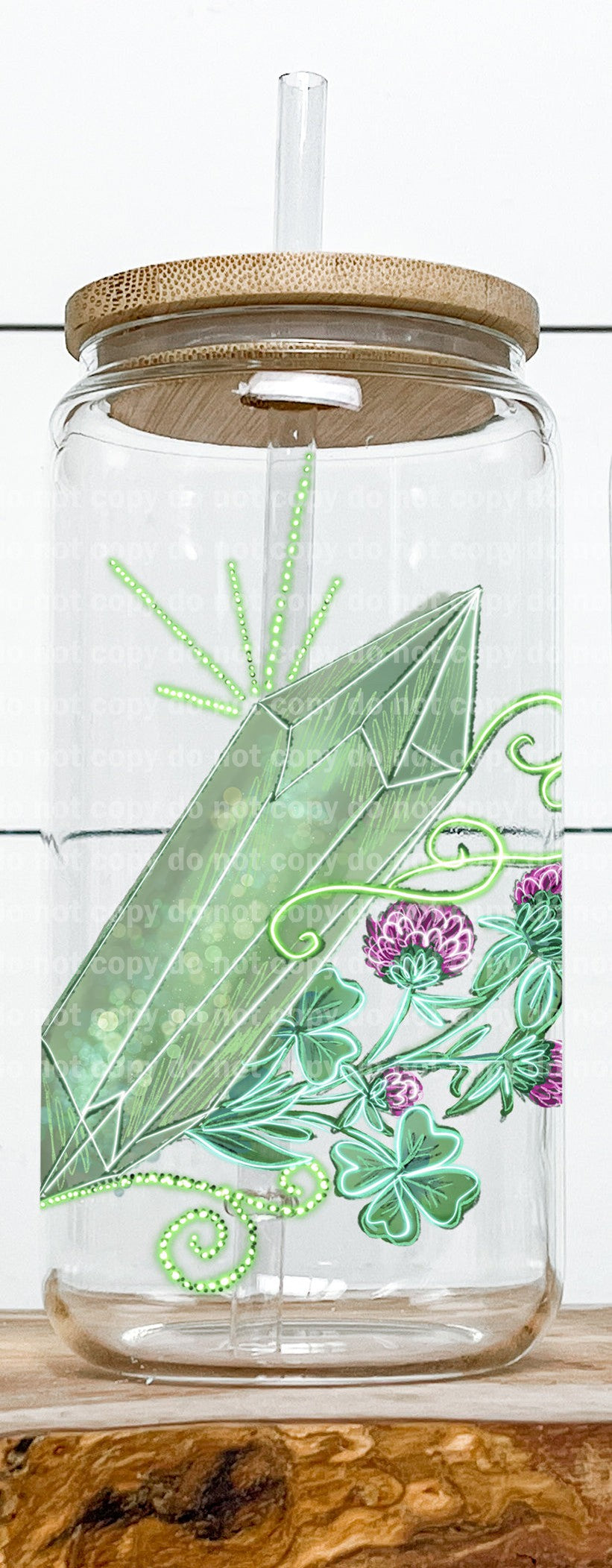 Crystal Floral Green Decal 3.2 x 4.5