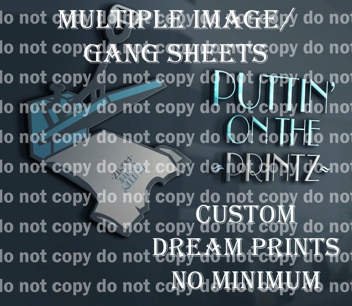 Custom dream Printz multi image gang sheet - Gang builder or upload print ready - no minimum, any color, any fabric