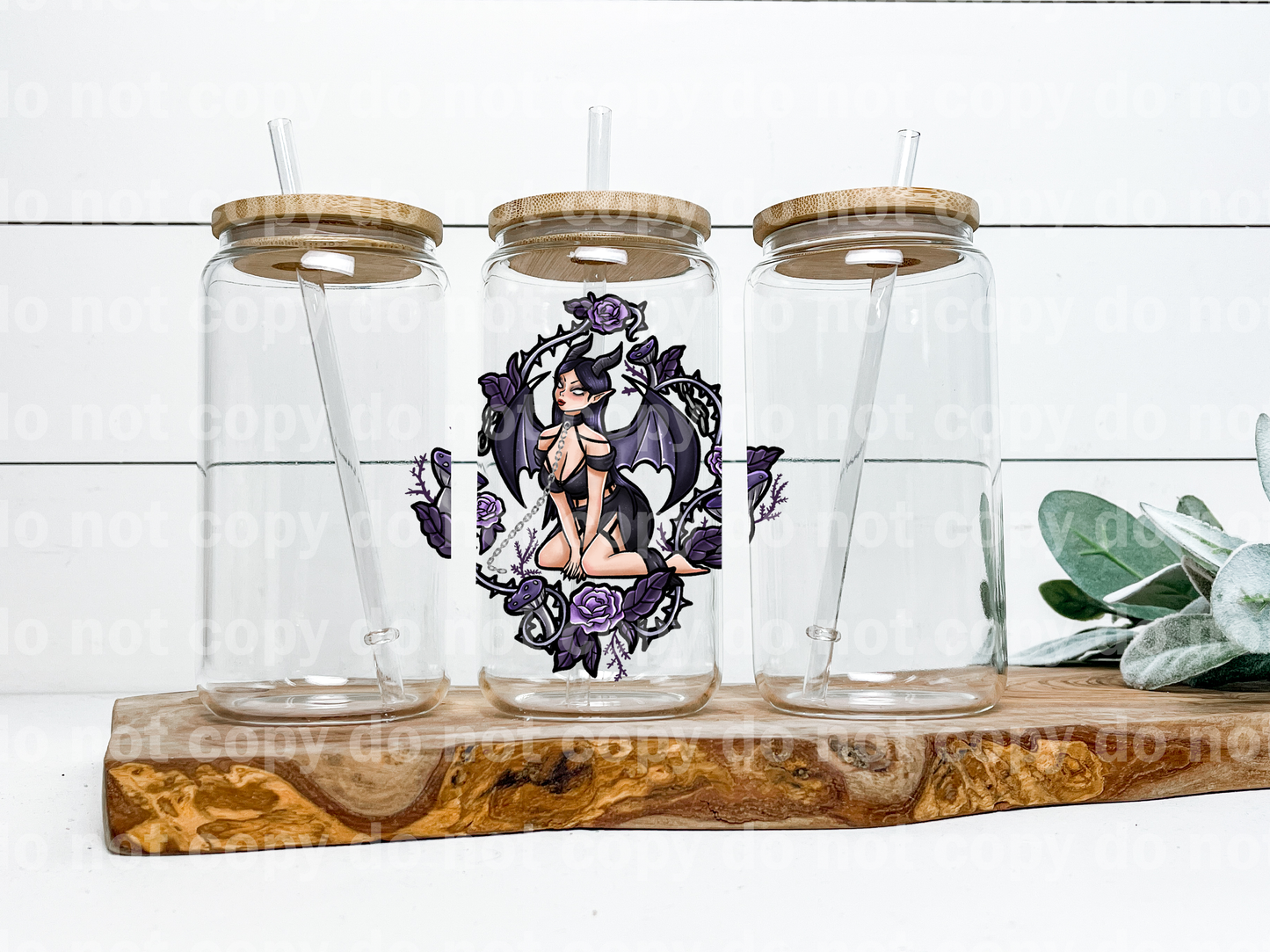 Neck Chained Dark Fairy Floral Black Outline/White Outline